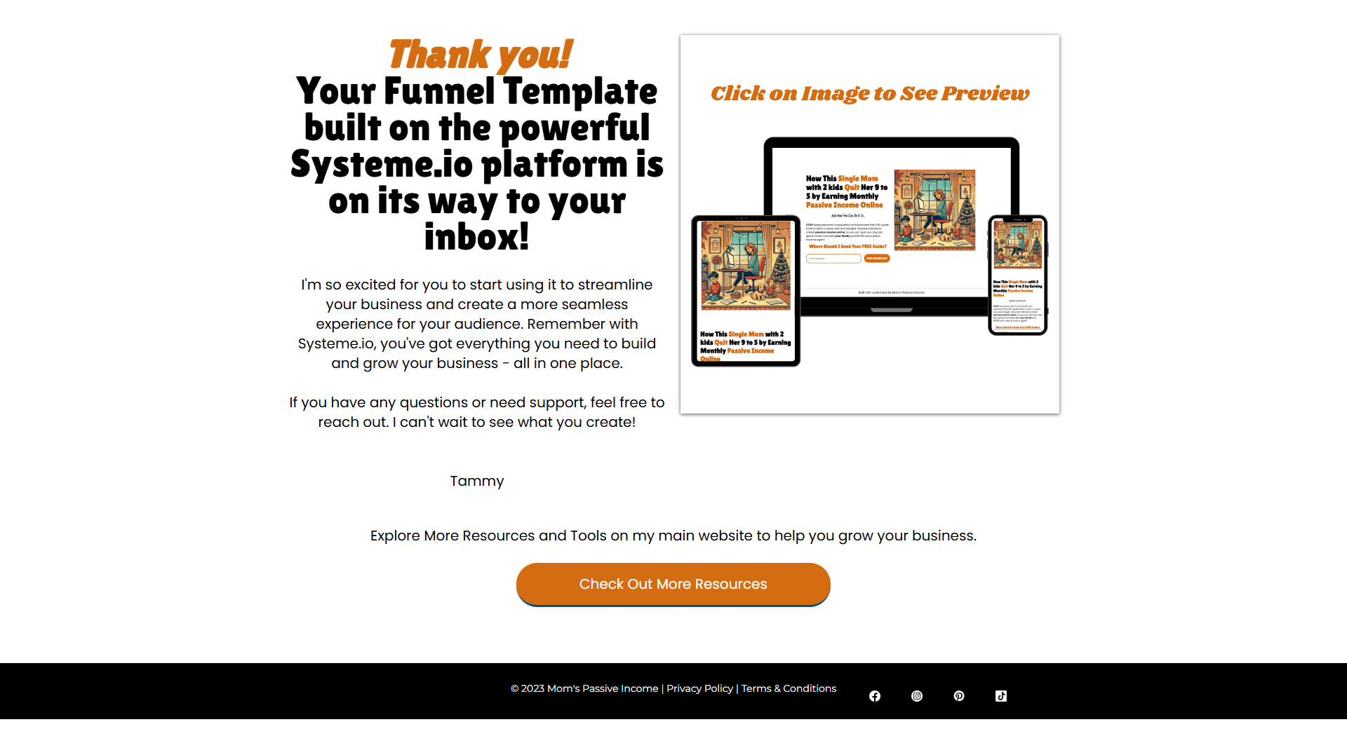 3-Page Sales Funnel with Order Form + Thank You Page (Orange/Autumn Theme)